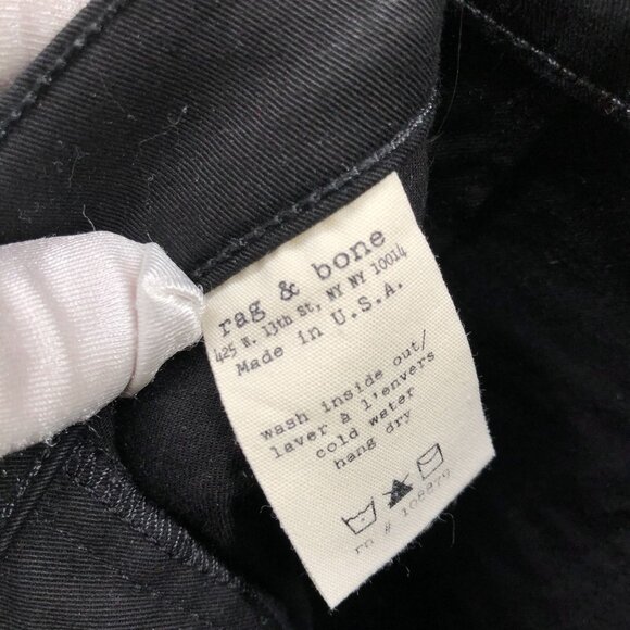 Rag & Bone Skinny Jeans Womens 25 Black Blue Colorblock Stretch Low Rise Stripe - Picture 10 of 10